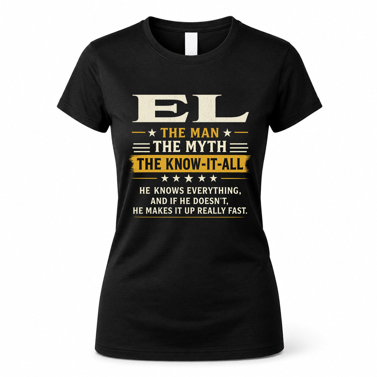EL TM90-K04-125 - NAME Legendary Know-It-All Personalized Funny Shirt