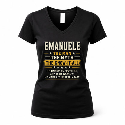 EMANUELE TM90-K04-125 - NAME Legendary Know-It-All Personalized Funny Shirt