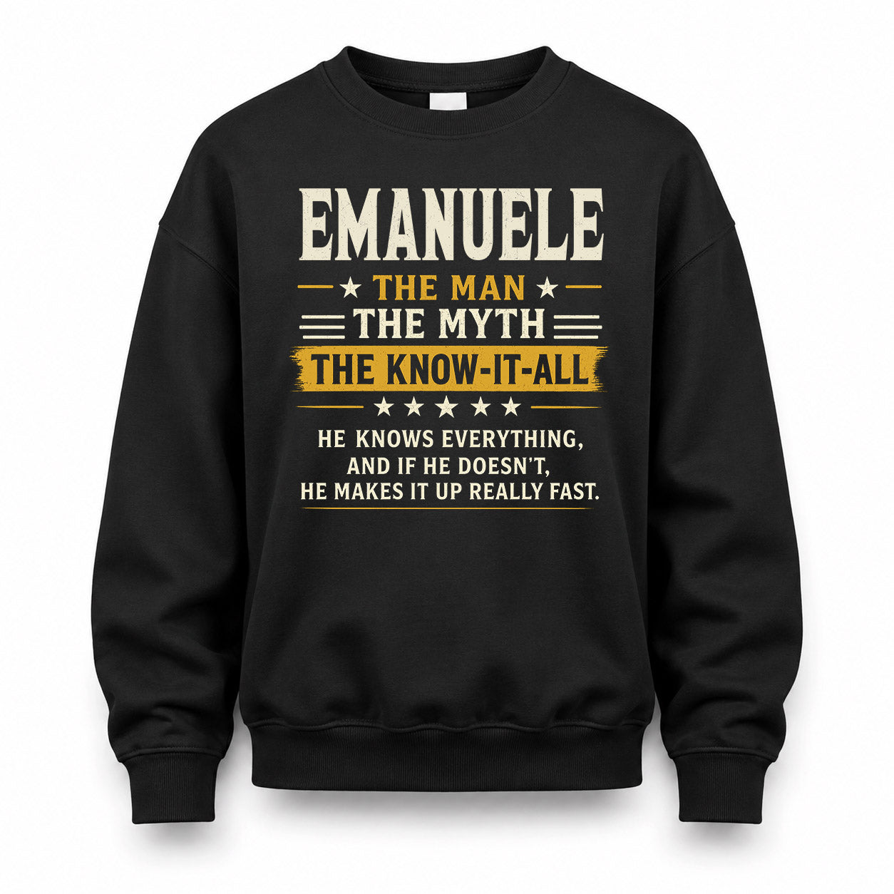 EMANUELE TM90-K04-125 - NAME Legendary Know-It-All Personalized Funny Shirt