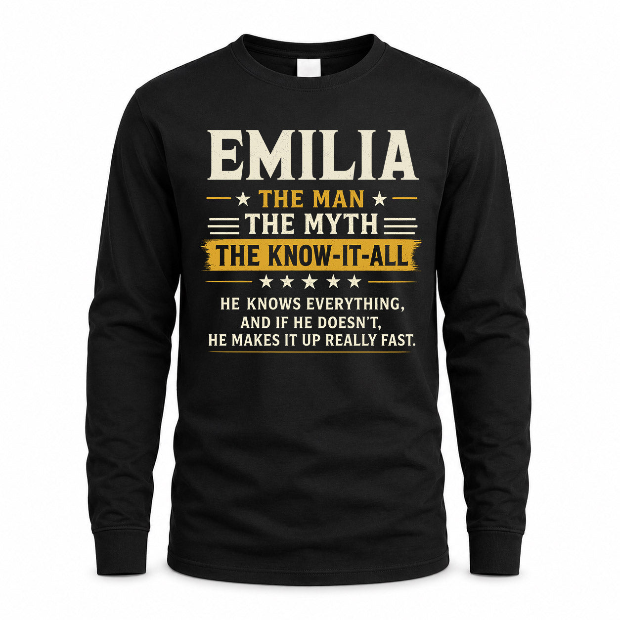 EMILIA TM90-K04-125 - NAME Legendary Know-It-All Personalized Funny Shirt