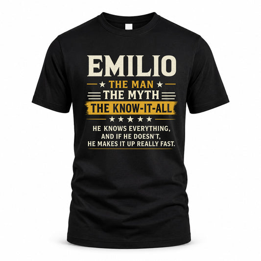 EMILIO TM90-K04-125 - NAME Legendary Know-It-All Personalized Funny Shirt