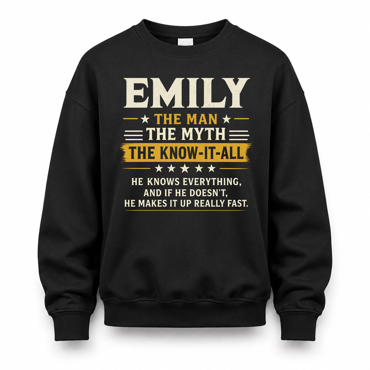 EMILY TM90-K04-125 - NAME Legendary Know-It-All Personalized Funny Shirt