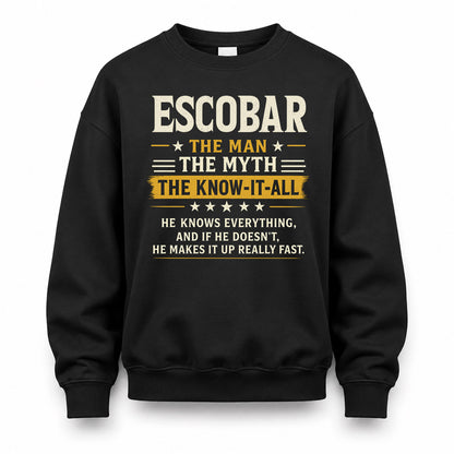 ESCOBAR TM90-K04-125 - NAME Legendary Know-It-All Personalized Funny Shirt