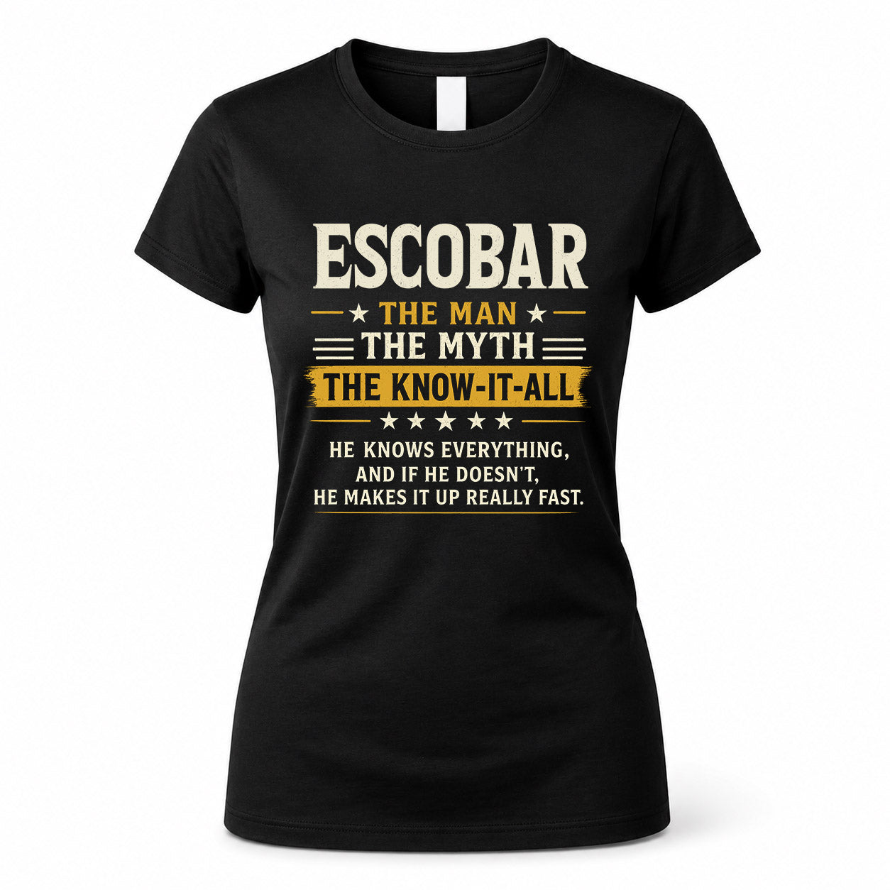 ESCOBAR TM90-K04-125 - NAME Legendary Know-It-All Personalized Funny Shirt