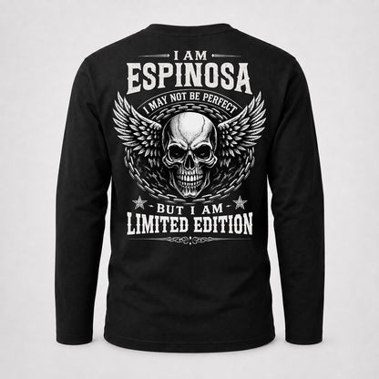 ESPINOSA P01-K24-229 – Personalized Skull Graphic Apparel “I Am NAME I May Not Be Perfect But I Am Limited Edition”