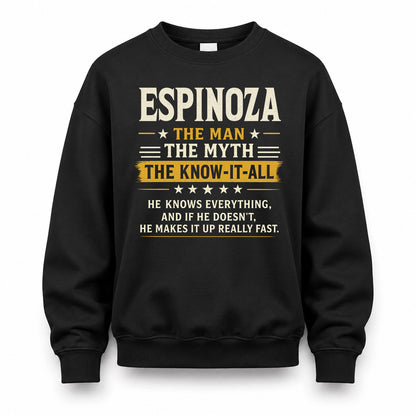 ESPINOZA TM90-K04-125 - NAME Legendary Know-It-All Personalized Funny Shirt