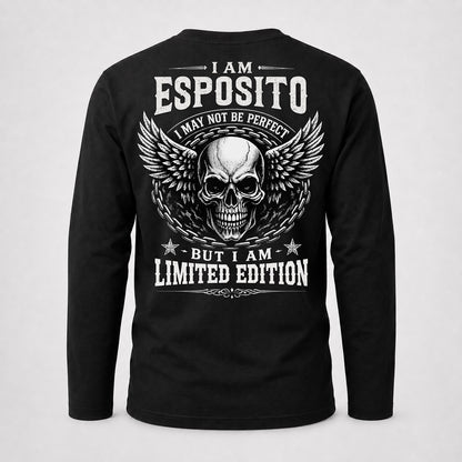 ESPOSITO P01-K24-229 – Personalized Skull Graphic Apparel “I Am NAME I May Not Be Perfect But I Am Limited Edition”