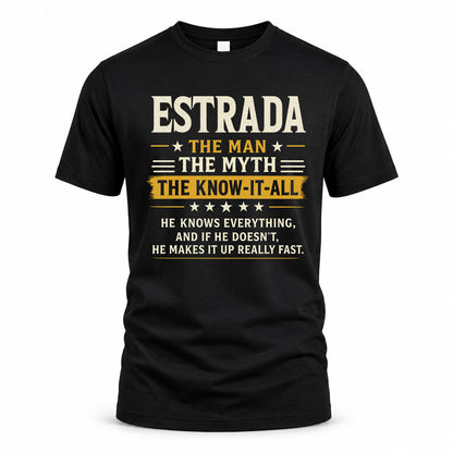 ESTRADA TM90-K04-125 - NAME Legendary Know-It-All Personalized Funny Shirt