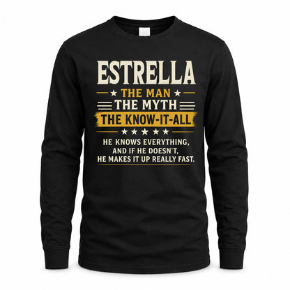 ESTRELLA TM90-K04-125 - NAME Legendary Know-It-All Personalized Funny Shirt