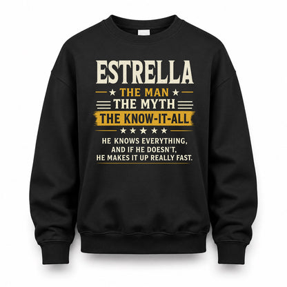ESTRELLA TM90-K04-125 - NAME Legendary Know-It-All Personalized Funny Shirt