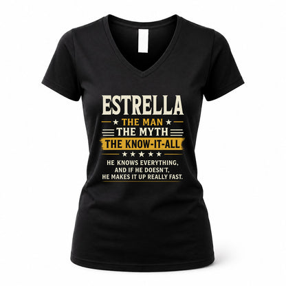 ESTRELLA TM90-K04-125 - NAME Legendary Know-It-All Personalized Funny Shirt