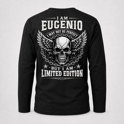 EUGENIO P01-K24-229 – Personalized Skull Graphic Apparel “I Am NAME I May Not Be Perfect But I Am Limited Edition”