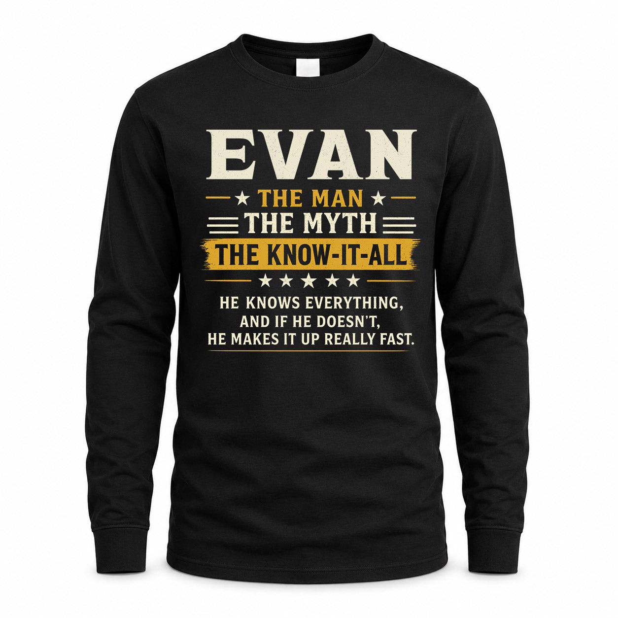 EVAN TM90-K04-125 - NAME Legendary Know-It-All Personalized Funny Shirt