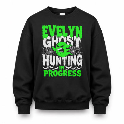 EVELYN HW22-K06-109 - NAME Ghost Hunting In Progress Personalized Halloween Shirt
