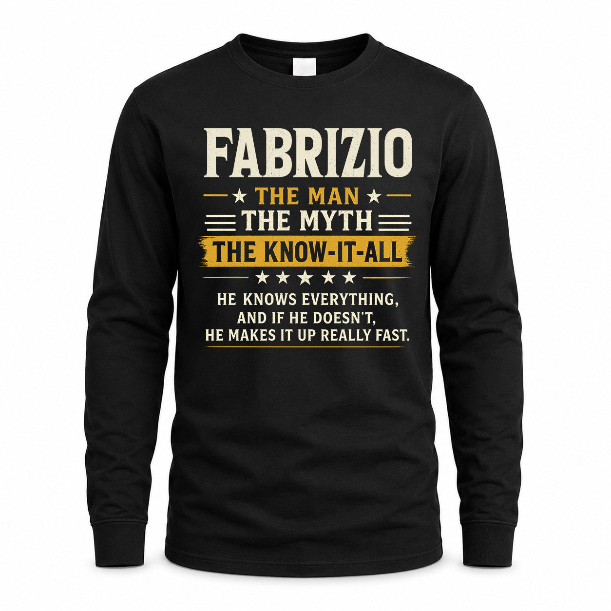 FABRIZIO TM90-K04-125 - NAME Legendary Know-It-All Personalized Funny Shirt