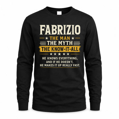 FABRIZIO TM90-K04-125 - NAME Legendary Know-It-All Personalized Funny Shirt