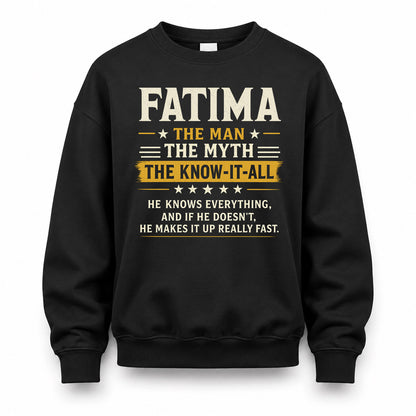 FATIMA TM90-K04-125 - NAME Legendary Know-It-All Personalized Funny Shirt