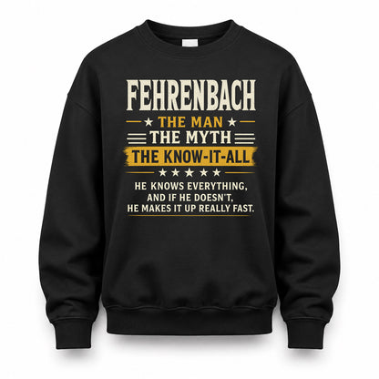 FEHRENBACH TM90-K04-125 - NAME Legendary Know-It-All Personalized Funny Shirt