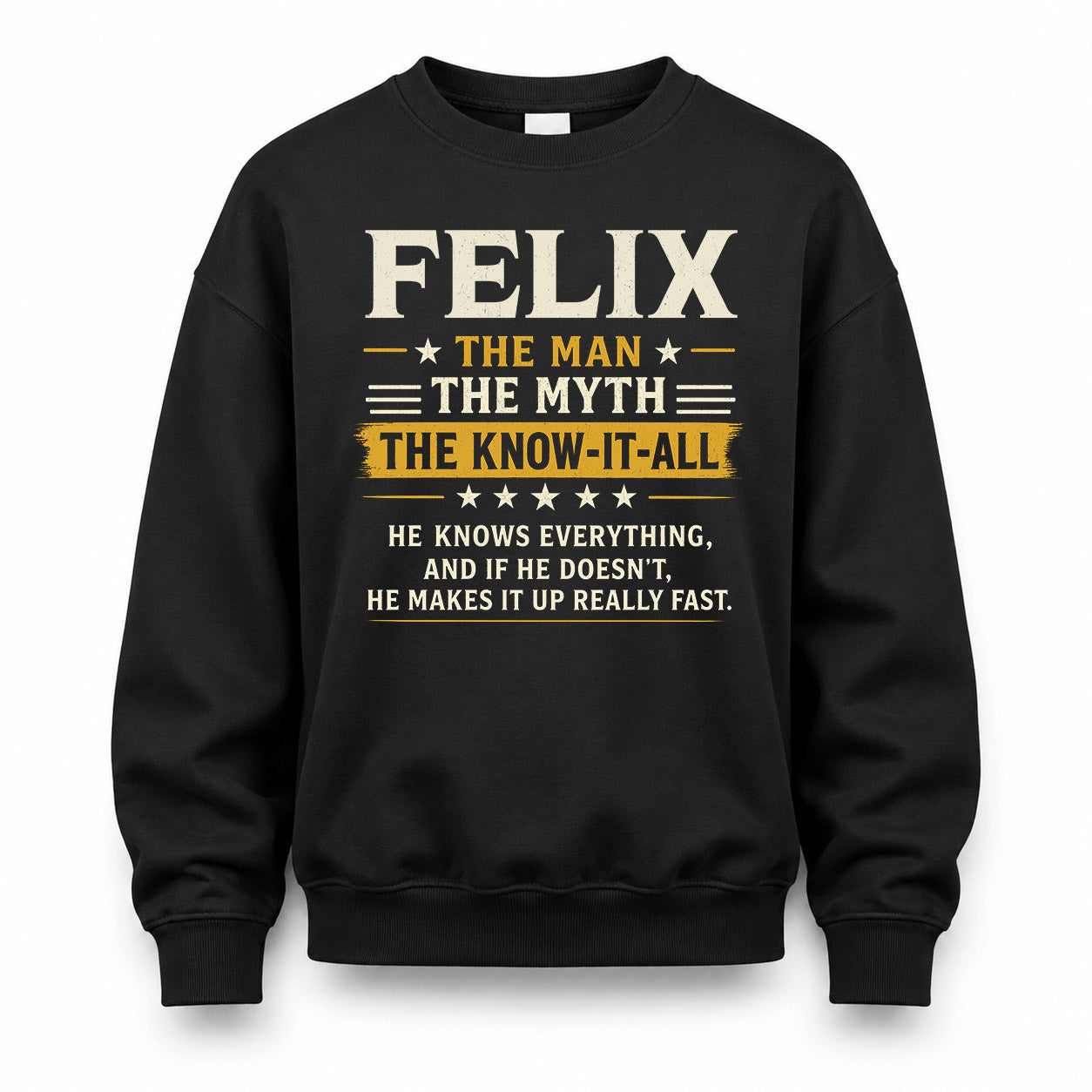 FELIX TM90-K04-125 - NAME Legendary Know-It-All Personalized Funny Shirt