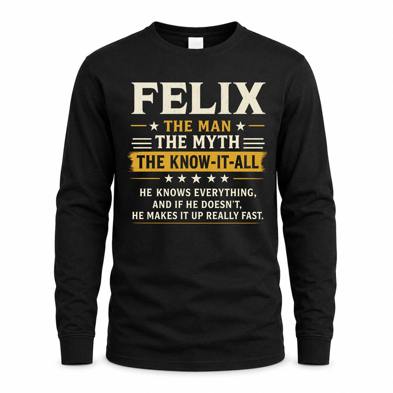 FELIX TM90-K04-125 - NAME Legendary Know-It-All Personalized Funny Shirt