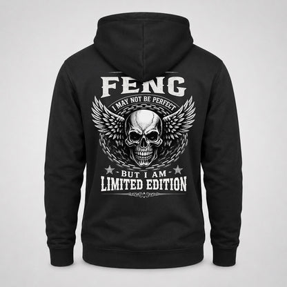 FENG P01-K24-229 – Personalized Skull Graphic Apparel “I Am NAME I May Not Be Perfect But I Am Limited Edition”