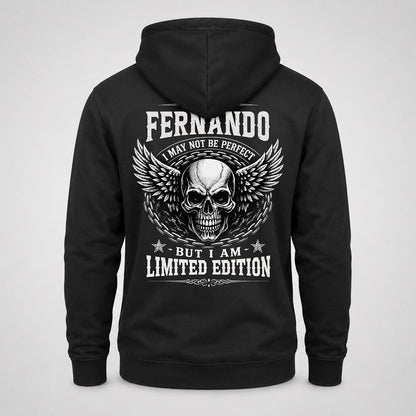 FERNANDO P01-K24-229 – Personalized Skull Graphic Apparel “I Am NAME I May Not Be Perfect But I Am Limited Edition”