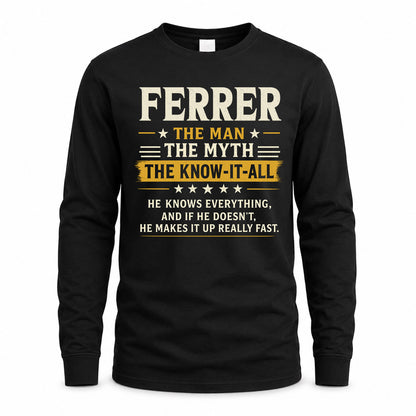 FERRER TM90-K04-125 - NAME Legendary Know-It-All Personalized Funny Shirt