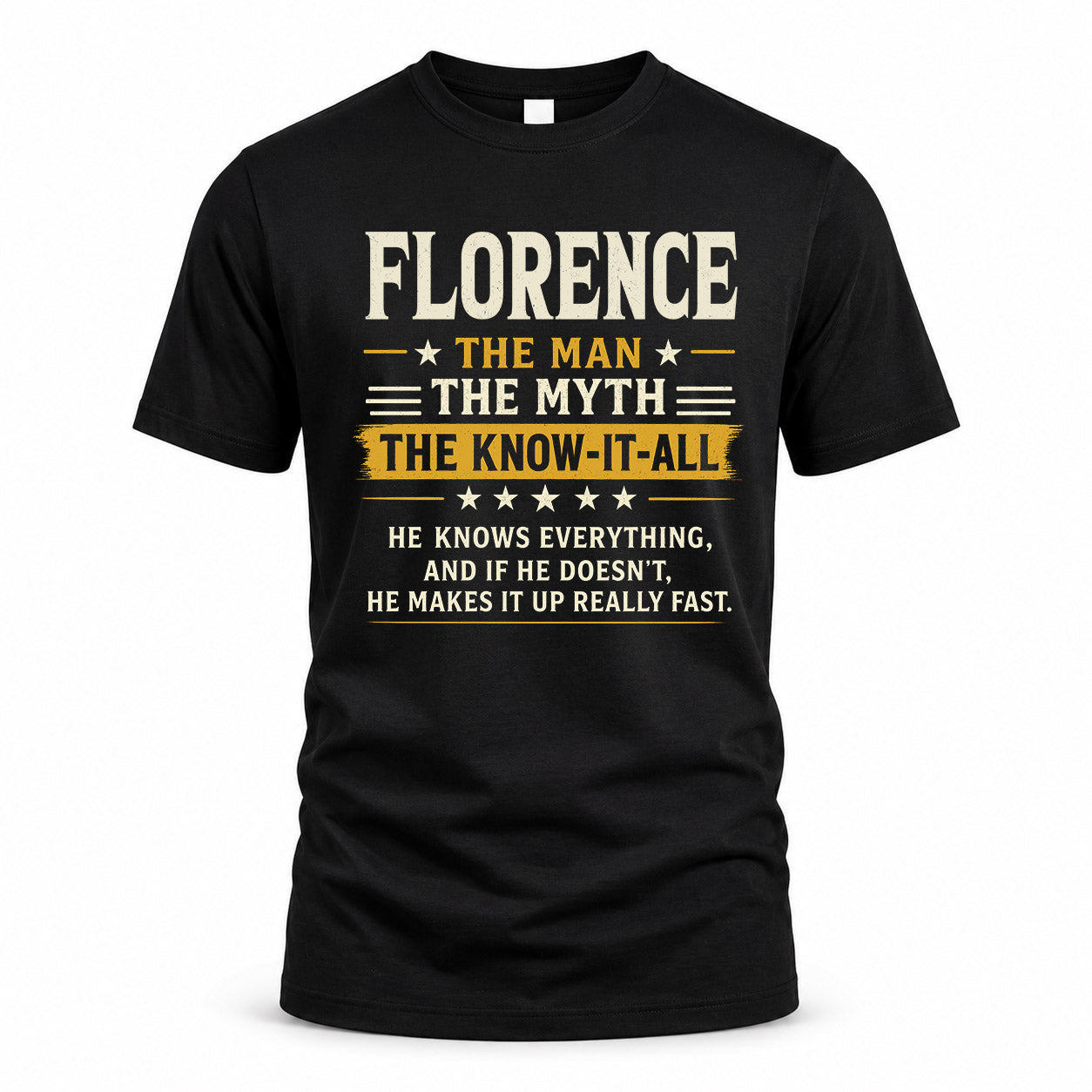FLORENCE TM90-K04-125 - NAME Legendary Know-It-All Personalized Funny Shirt