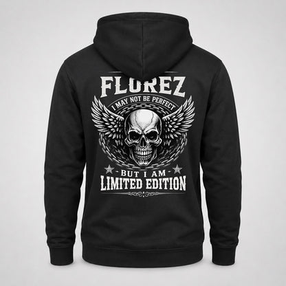 FLOREZ P01-K24-229 – Personalized Skull Graphic Apparel “I Am NAME I May Not Be Perfect But I Am Limited Edition”