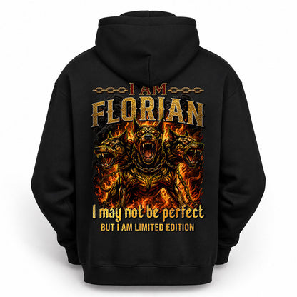 FLORIAN MP88-F2-168–Personalized Bold Quote Apparel “I Am NAME I May Not Be Perfect But I Am Limited Edition