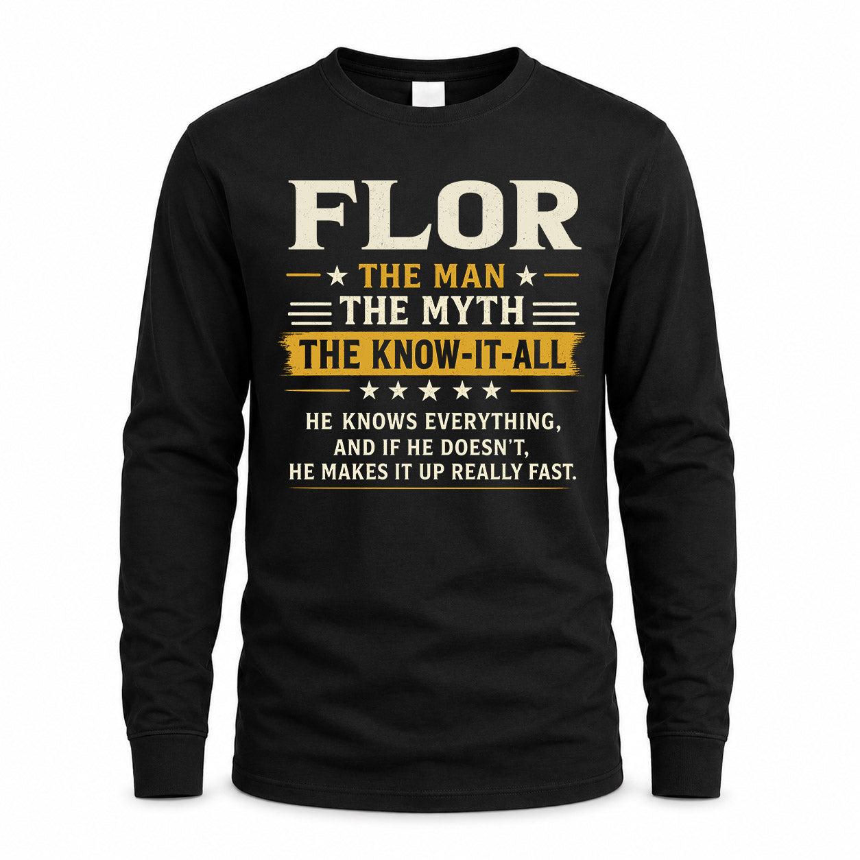FLOR TM90-K04-125 - NAME Legendary Know-It-All Personalized Funny Shirt