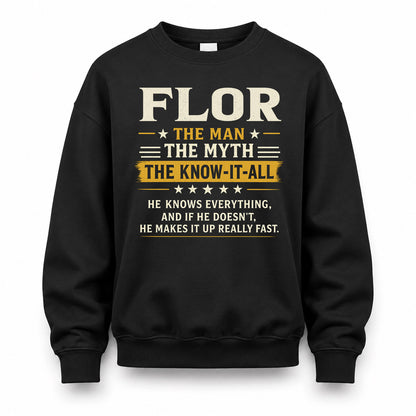 FLOR TM90-K04-125 - NAME Legendary Know-It-All Personalized Funny Shirt