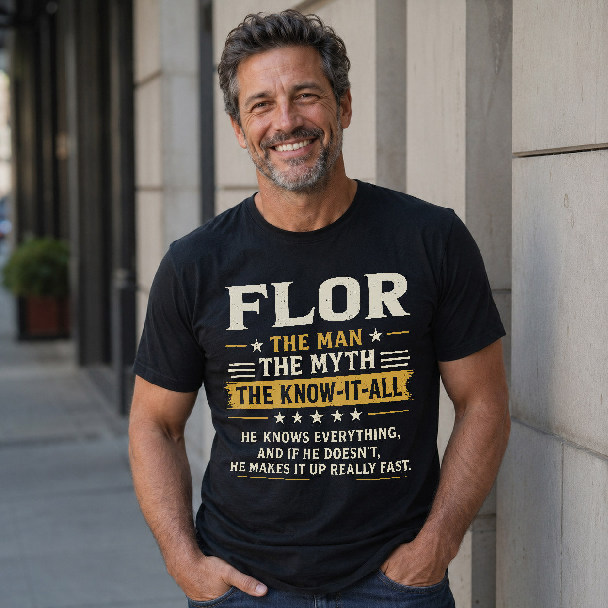 FLOR TM90-K04-125 - NAME Legendary Know-It-All Personalized Funny Shirt