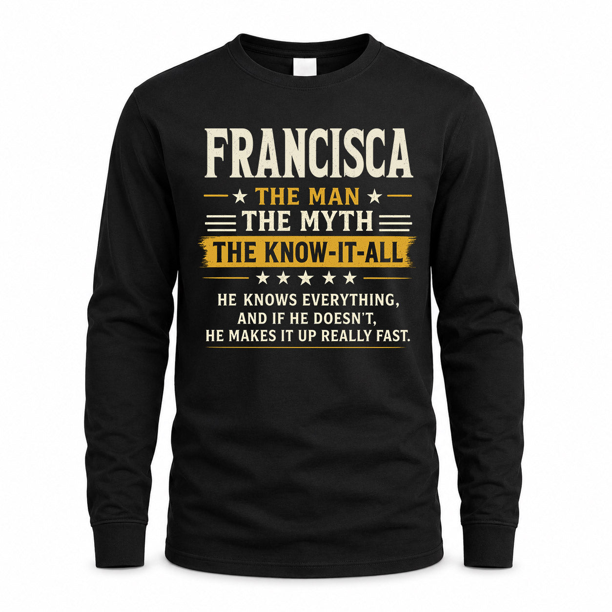 FRANCISCA TM90-K04-125 - NAME Legendary Know-It-All Personalized Funny Shirt