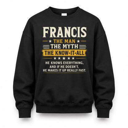 FRANCIS TM90-K04-125 - NAME Legendary Know-It-All Personalized Funny Shirt