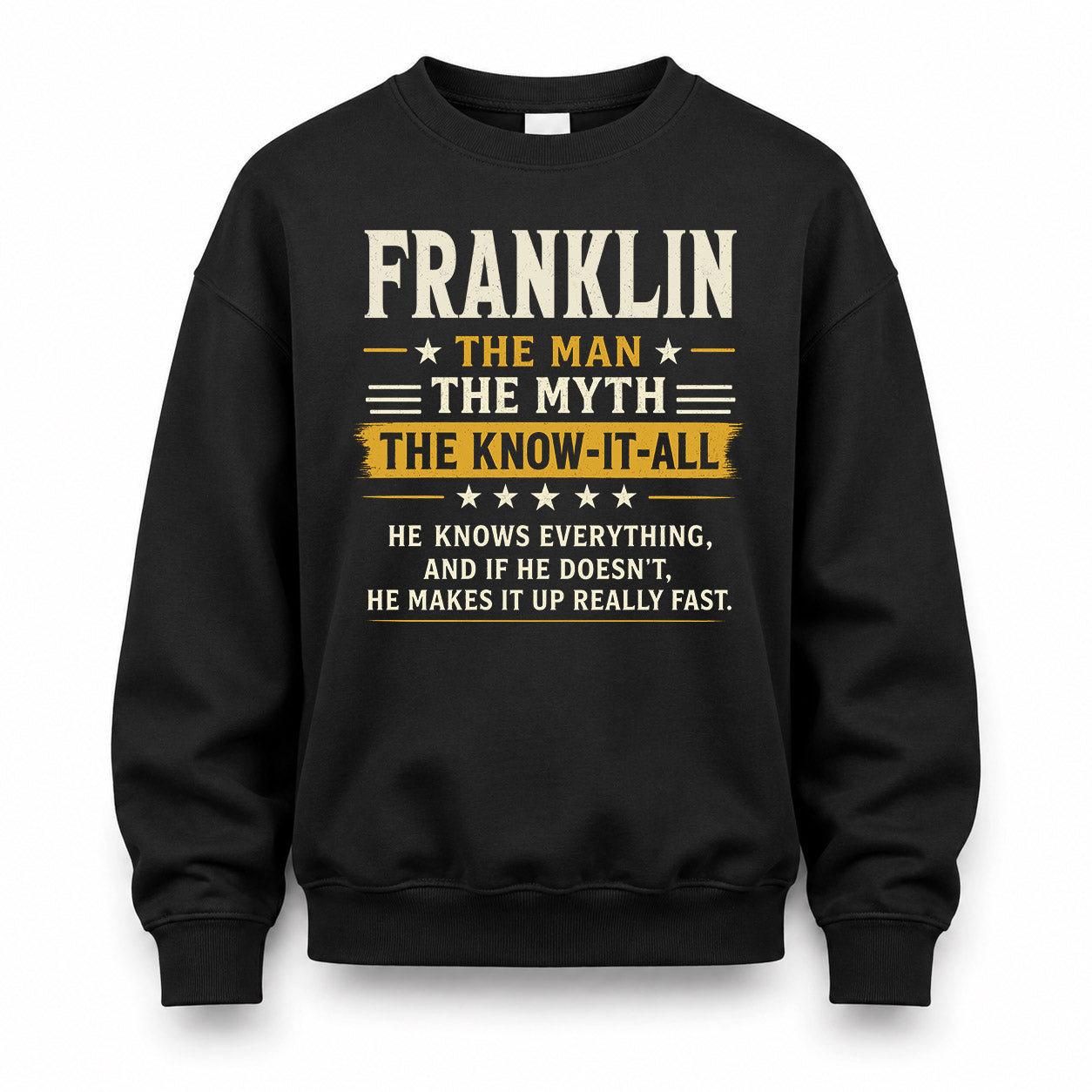 FRANKLIN TM90-K04-125 - NAME Legendary Know-It-All Personalized Funny Shirt