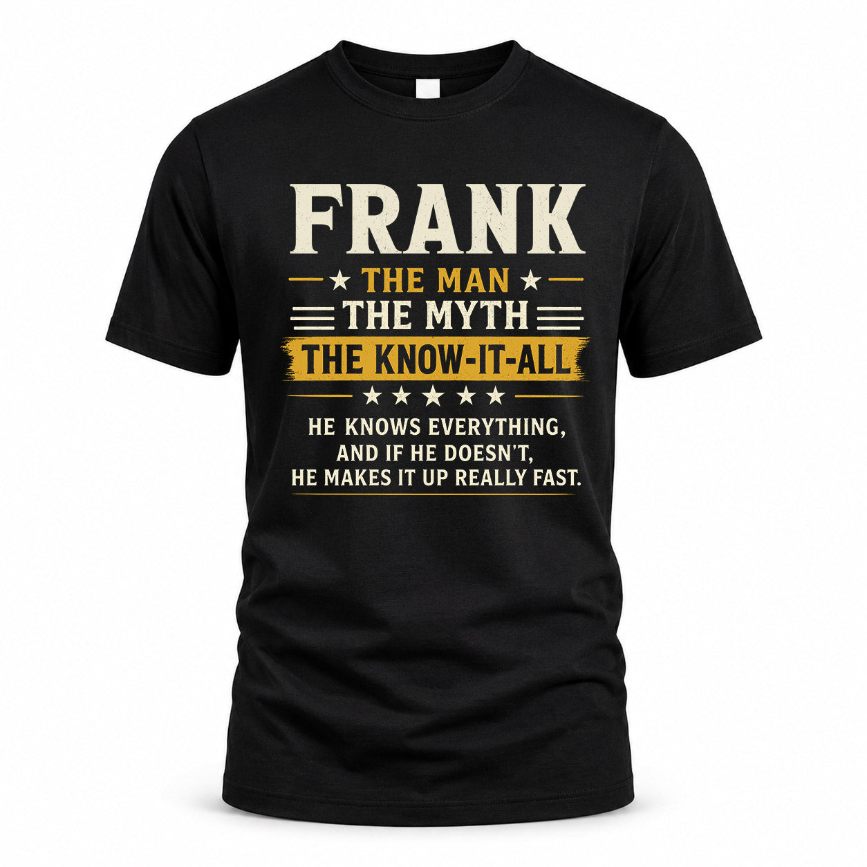 FRANK TM90-K04-125 - NAME Legendary Know-It-All Personalized Funny Shirt