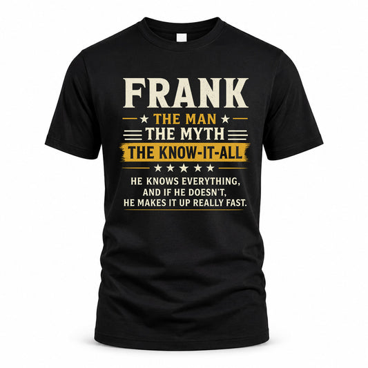 FRANK TM90-K04-125 - NAME Legendary Know-It-All Personalized Funny Shirt