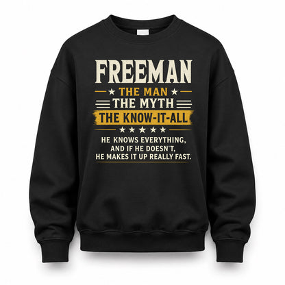 FREEMAN TM90-K04-125 - NAME Legendary Know-It-All Personalized Funny Shirt