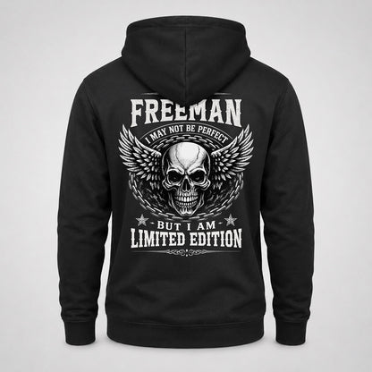FREEMAN P01-K24-229 – Personalized Skull Graphic Apparel “I Am NAME I May Not Be Perfect But I Am Limited Edition”