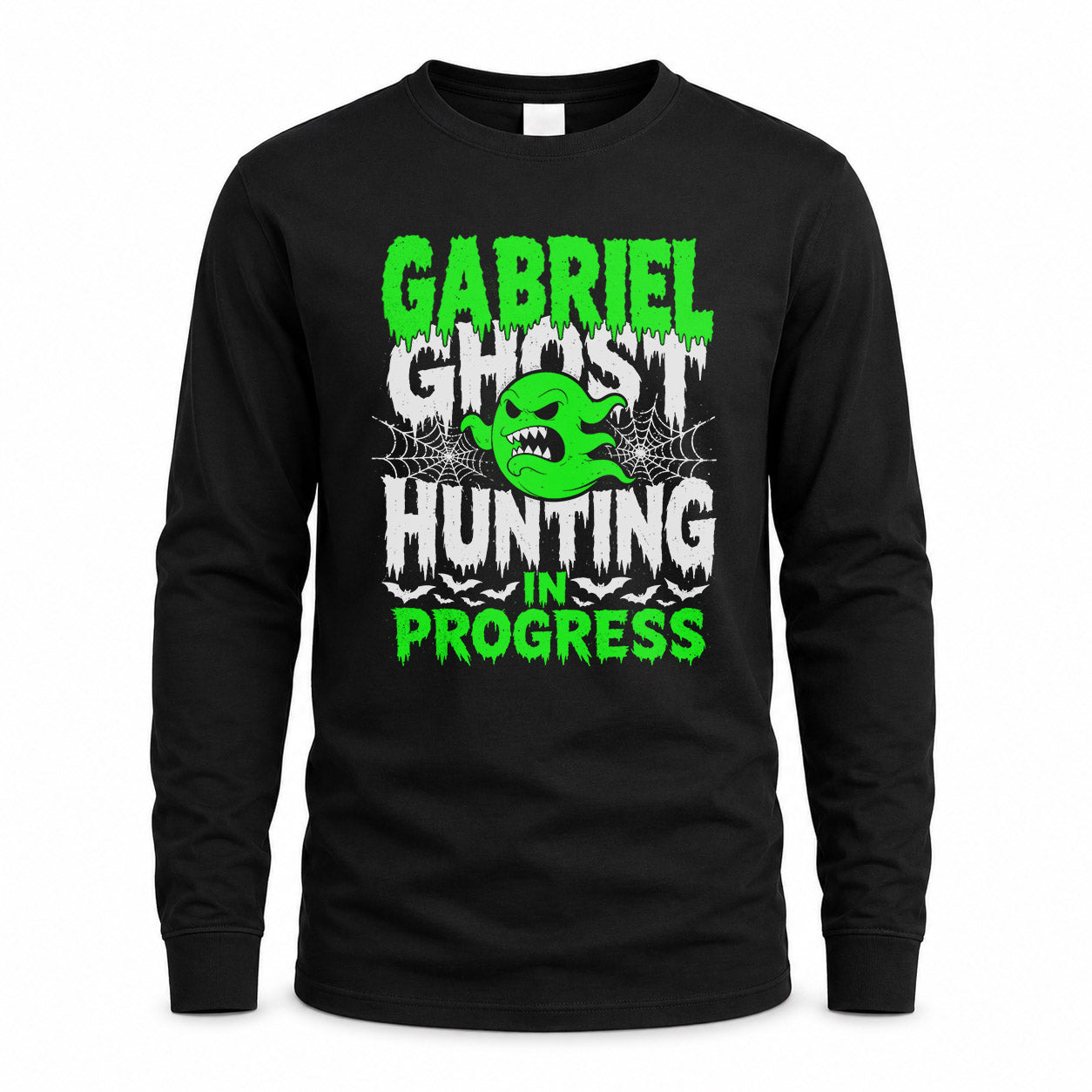 GABRIEL HW22-K06-109 - NAME Ghost Hunting In Progress Personalized Halloween Shirt