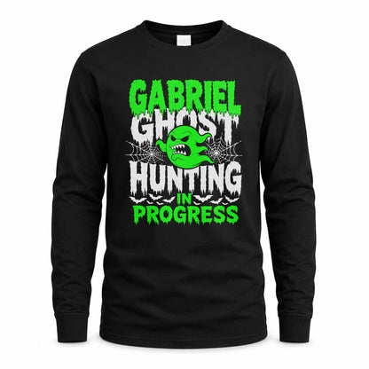 GABRIEL HW22-K06-109 - NAME Ghost Hunting In Progress Personalized Halloween Shirt