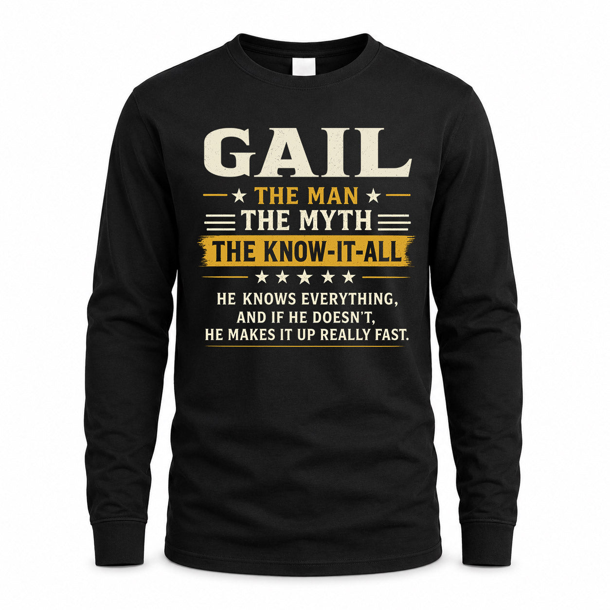 GAIL TM90-K04-125 - NAME Legendary Know-It-All Personalized Funny Shirt
