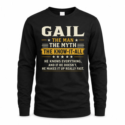 GAIL TM90-K04-125 - NAME Legendary Know-It-All Personalized Funny Shirt