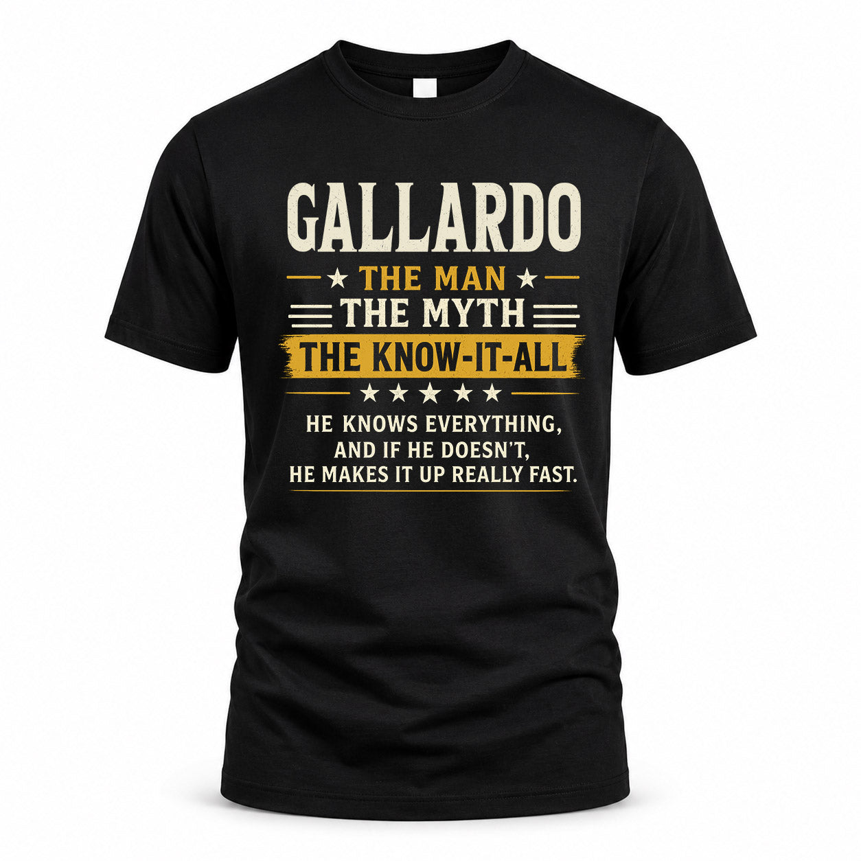 GALLARDO TM90-K04-125 - NAME Legendary Know-It-All Personalized Funny Shirt