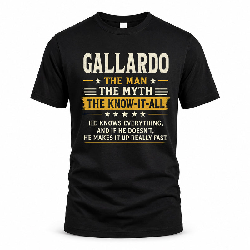 GALLARDO TM90-K04-125 - NAME Legendary Know-It-All Personalized Funny Shirt