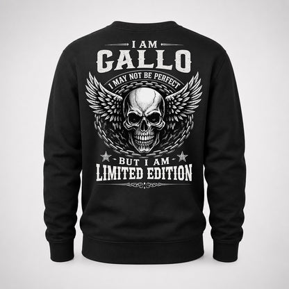 GALLO P01-K24-229 – Personalized Skull Graphic Apparel “I Am NAME I May Not Be Perfect But I Am Limited Edition”