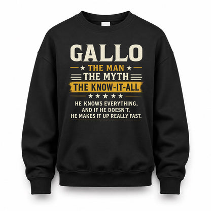 GALLO TM90-K04-125 - NAME Legendary Know-It-All Personalized Funny Shirt