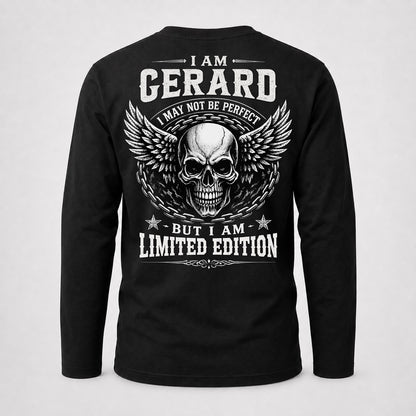 GERARD P01-K24-229 – Personalized Skull Graphic Apparel “I Am NAME I May Not Be Perfect But I Am Limited Edition”