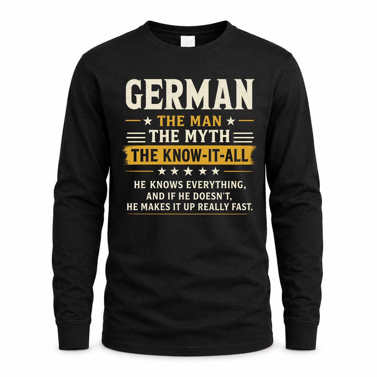 GERMAN TM90-K04-125 - NAME Legendary Know-It-All Personalized Funny Shirt